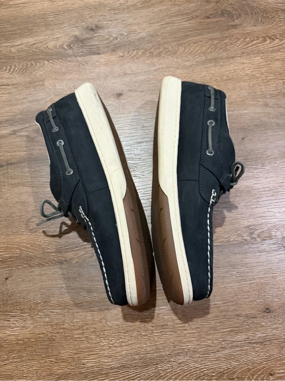 L.L.Bean Black Leather Boat Shoes Deck Moc Lace Up Casual Men’s Size 13